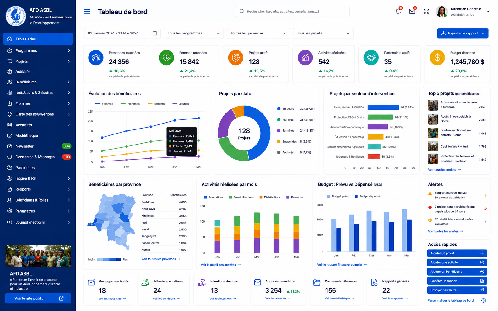 Interface de Plateforme-AFD développé par New System