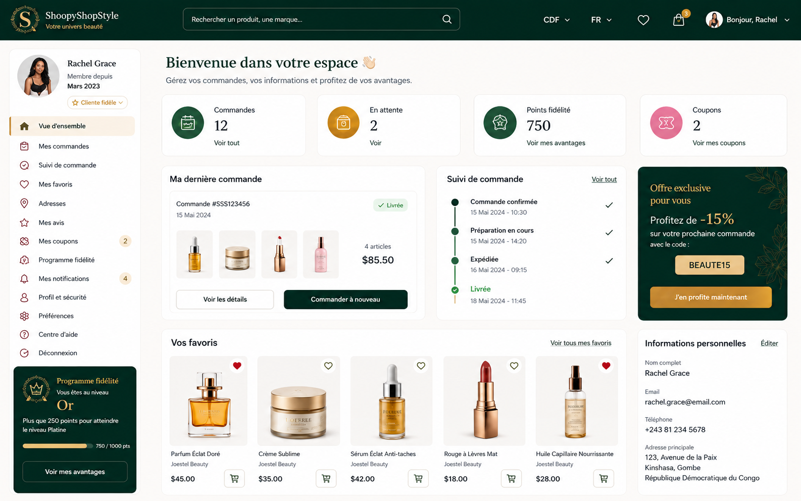 Interface ShoopyShopStyle développé par New System